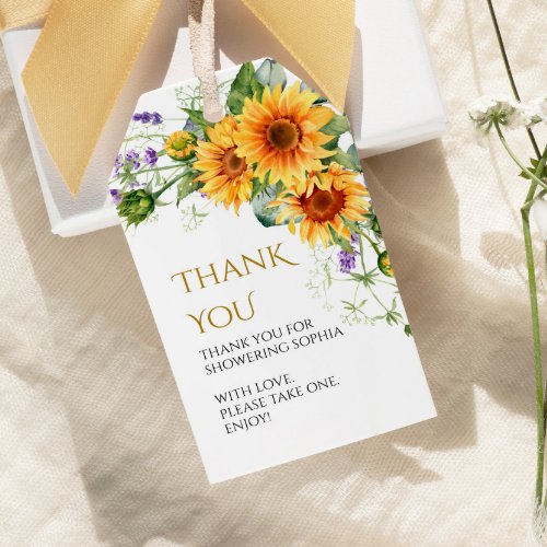 Rustic Sunflowers Bridal Shower Gift Tags