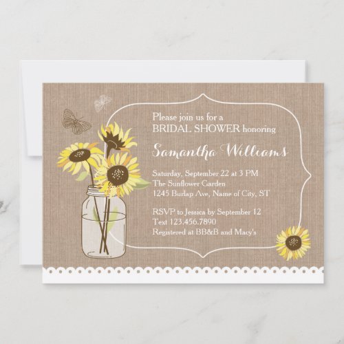 Rustic Sunflowers Bridal Shower Invitation