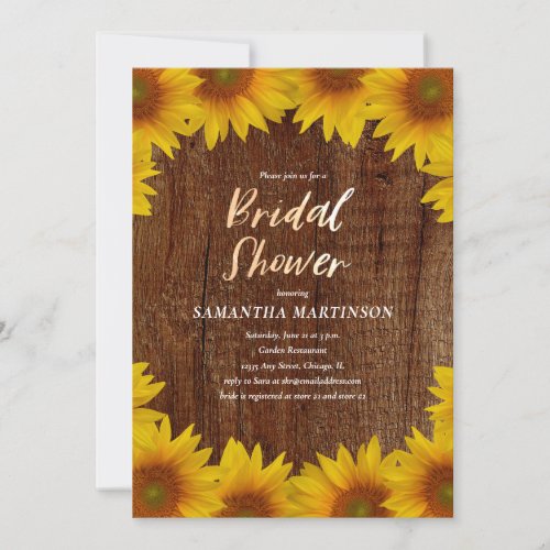 Rustic Sunflowers  Bridal Shower Invitation