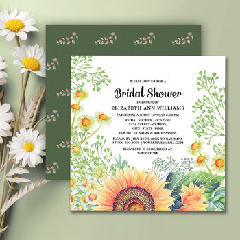 Rustic Sunflowers Bridal Shower Invitation by YourWeddingDay at Zazzle