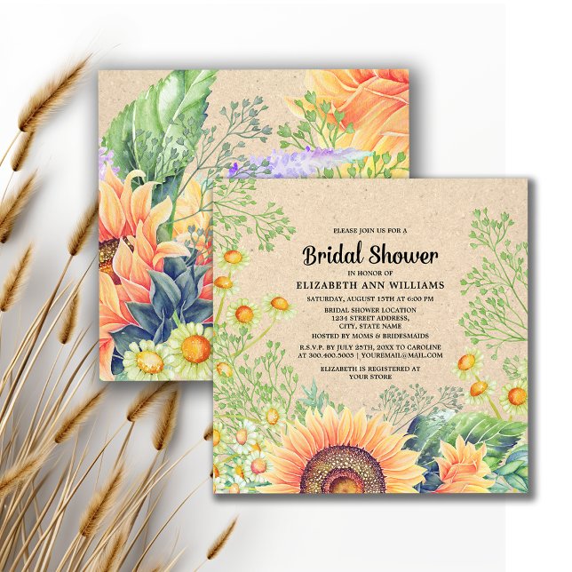 Rustic Sunflowers Bridal Shower Invitation (Creator Uploaded)