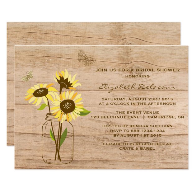 Rustic Sunflowers Bridal Shower Invitation