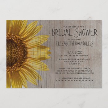 Rustic Sunflowers Bridal Shower Invitations by topinvitations at Zazzle