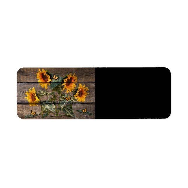 Rustic Sunflowers Butterflies Barn Board Label (Front)
