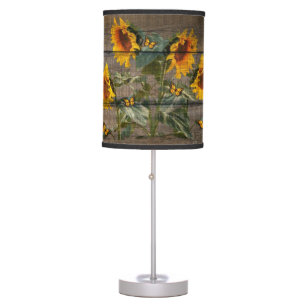 Rustic Sunflowers Butterflies Barn Board Table Lamp