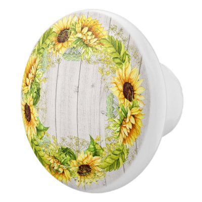 Rustic Country Sunflowers Boho Kaleidoscope Ceramic Knob Zazzle Com