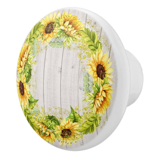 Rustic Sunflowers Cabinet / Drawer Knob (Right)