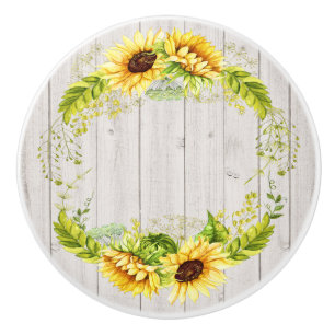 Rustic Sunflowers Ceramic Knob