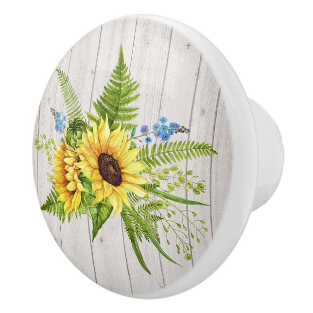 Rustic Sunflowers Ceramic Knob (Right)