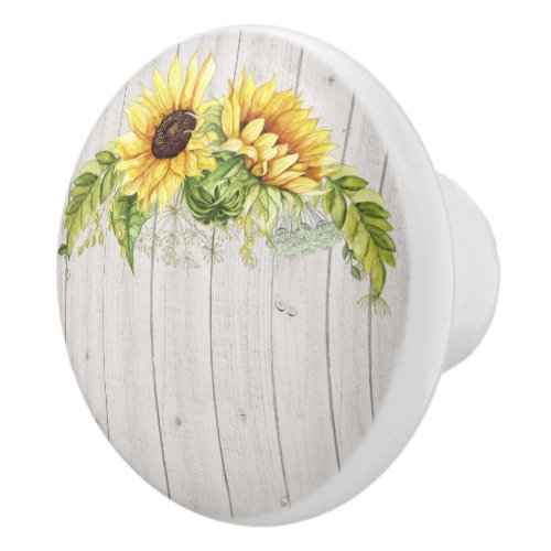 Rustic Sunflowers Ceramic Knob