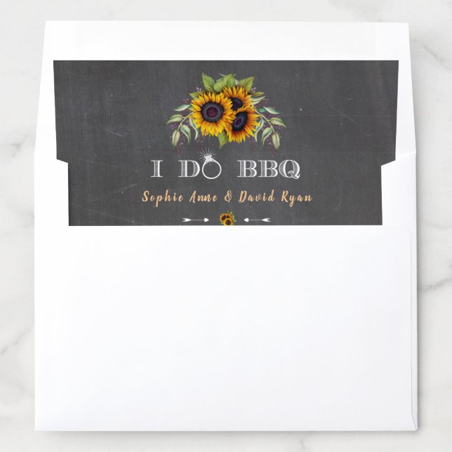 Rustic Sunflowers Chalkboard I DO BBQ Envelope Liner (In Envelope)