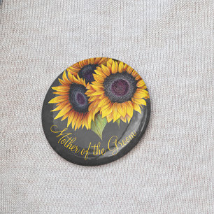 Rustic sunflowers chalkboard mother of the groom button