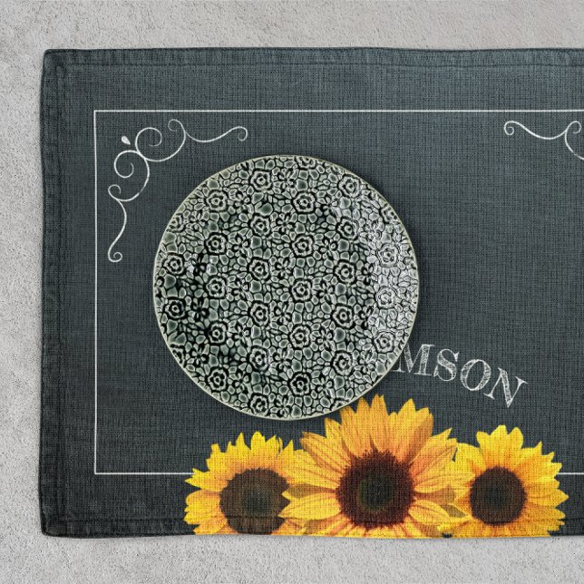 Rustic Sunflowers Chalkboard Personalized Placemat (Creator Uploaded)