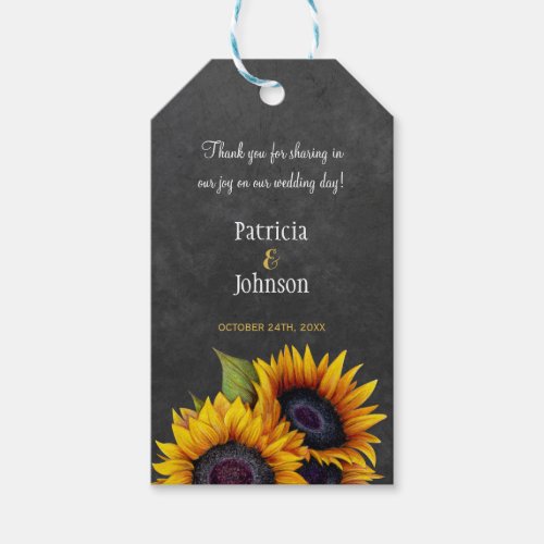 Rustic sunflowers chalkboard wedding favor gift tags