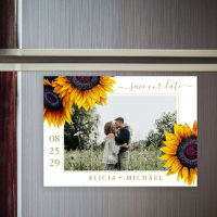 Rustic sunflowers chic script save date wedding