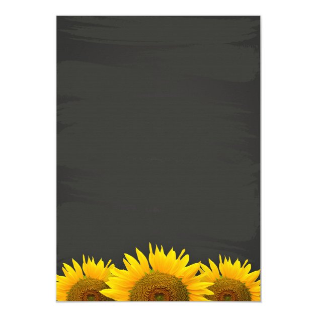 Rustic Sunflowers Classy Chalkboard Formal Wedding Invitation