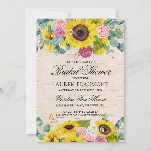 Rustic Sunflowers Country Bridal Shower Invitation