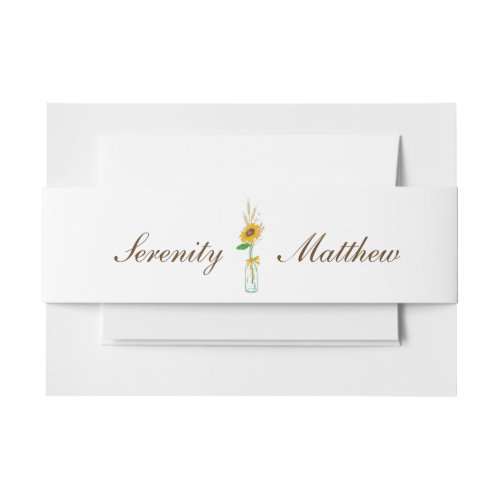 Rustic Sunflowers Country Floral Boho Fall Wedding Invitation Belly Band