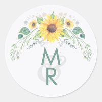 Rustic Sunflowers Country Wedding Classic Round Sticker