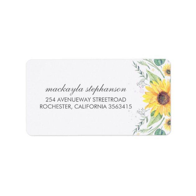 Rustic Sunflowers Country Wedding Label