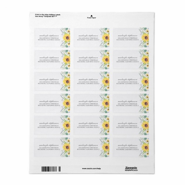Rustic Sunflowers Country Wedding Label