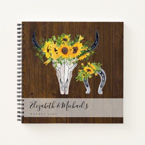 Rustic Sunflowers Country Western BUCKET LIST Notebook