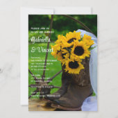 Rustic Sunflowers Cowboy Boots Western Wedding Invitation (Front)