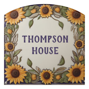 Rustic Sunflowers Custom House Name Plate Sign