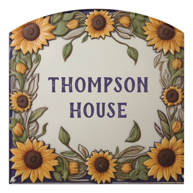 Rustic Sunflowers Custom House Name Plate Sign (Contour Front)