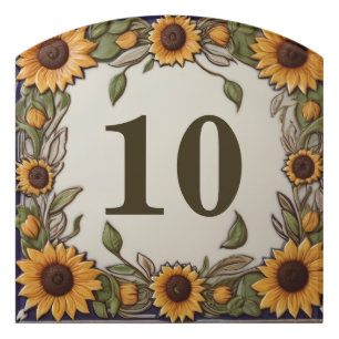 Rustic Sunflowers Custom House Number Plate Sign