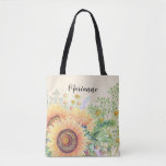 Rustic Sunflowers | Custom Name Gift  Tote Bag<br><div class="desc">Rustic Sunflowers and Wildflowers Watercolor Painting Design Gift Tote Bags with personalized name | text. A perfect gift for your Bridesmaids, as Bridal Shower Favors , Bachelorette Party Favors. Matching Wedding Invitations, Save the Date cards, Bridesmaid to be Request Cards, Thank You Cards, Wedding Favors and Gifts available in the...</div>