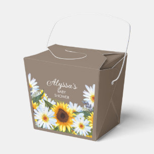 Rustic Sunflowers Daisies Yellow Brown Baby Shower Favor Boxes