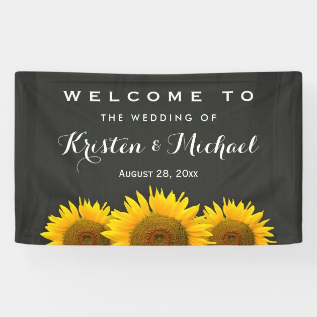 Rustic Sunflowers Elegant Chalkboard Wedding Party Banner