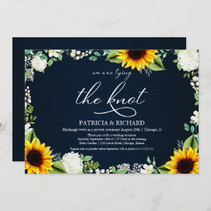 Rustic Sunflowers Elopement Reception Invitation