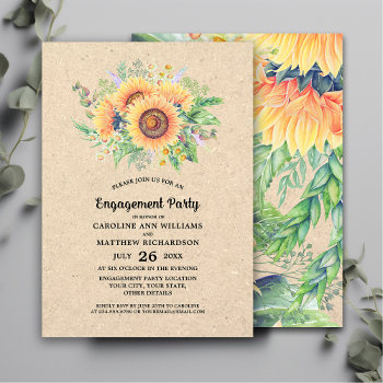 Rustic Sunflowers Engagement Party Invitation by YourWeddingDay at Zazzle