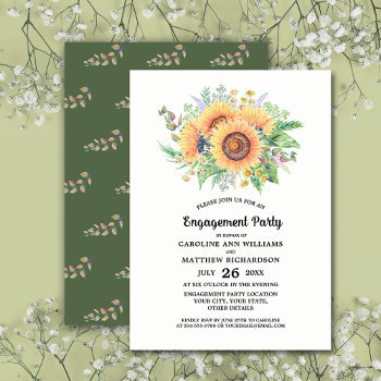 Rustic  Sunflowers Engagement Party Invitation by YourWeddingDay at Zazzle