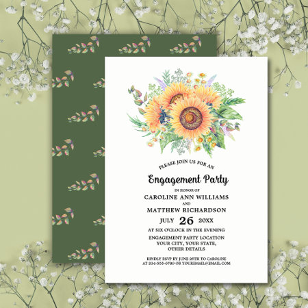 Rustic  Sunflowers Engagement Party Invitation