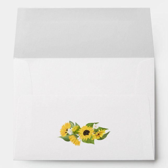 Rustic Sunflowers & Eucalyptus Greenery Wedding Envelope (Back (Bottom))