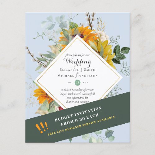 Rustic Sunflowers Eucalyptus Greenery Wedding Inv Flyer