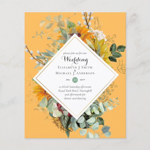 Rustic Sunflowers Eucalyptus Greenery Wedding Inv Flyer