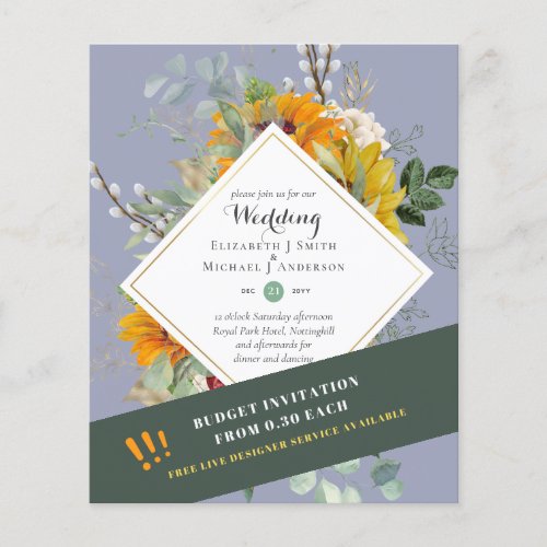 Rustic Sunflowers Eucalyptus Greenery Wedding Inv Flyer