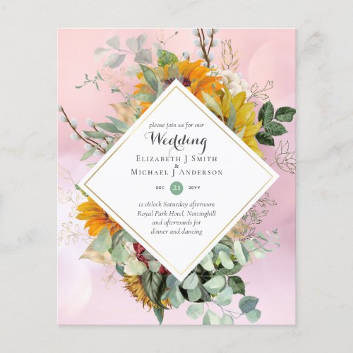 Rustic Sunflowers Eucalyptus Greenery Wedding Inv Flyer