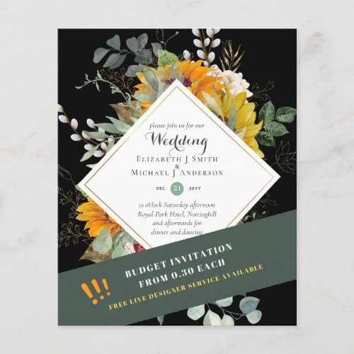 Rustic Sunflowers Eucalyptus Greenery Wedding Inv Flyer