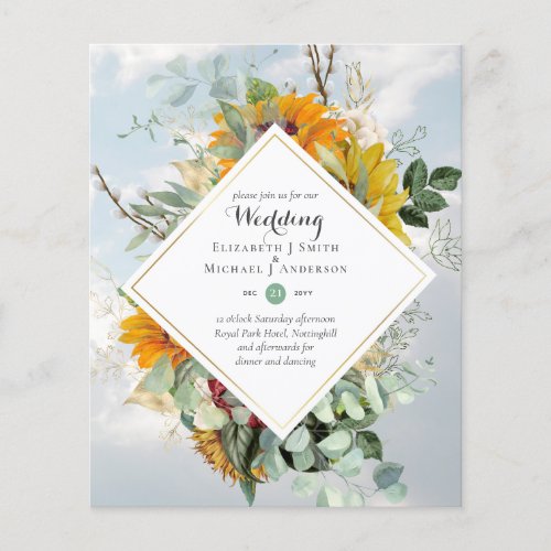 Rustic Sunflowers Eucalyptus Greenery Wedding Inv Flyer