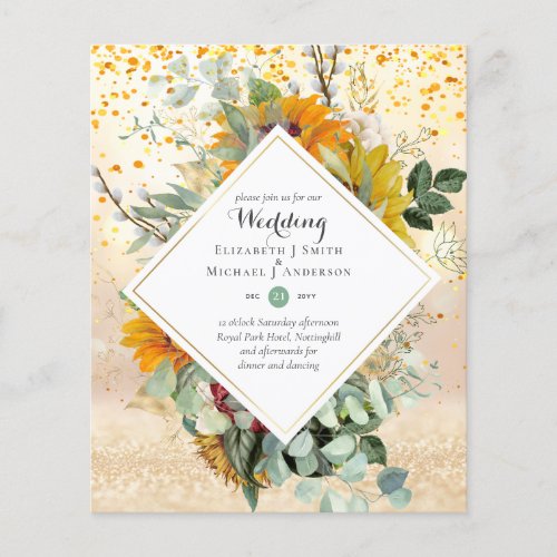 Rustic Sunflowers Eucalyptus Greenery Wedding Inv Flyer