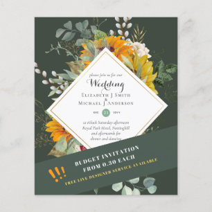 Rustic Sunflowers Eucalyptus Greenery Wedding Inv. Flyer