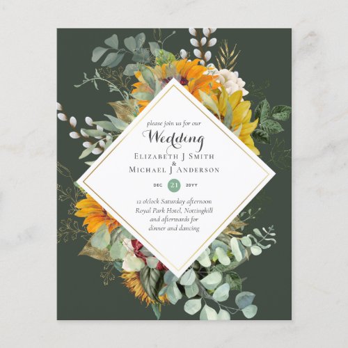 Rustic Sunflowers Eucalyptus Greenery Wedding Inv Flyer