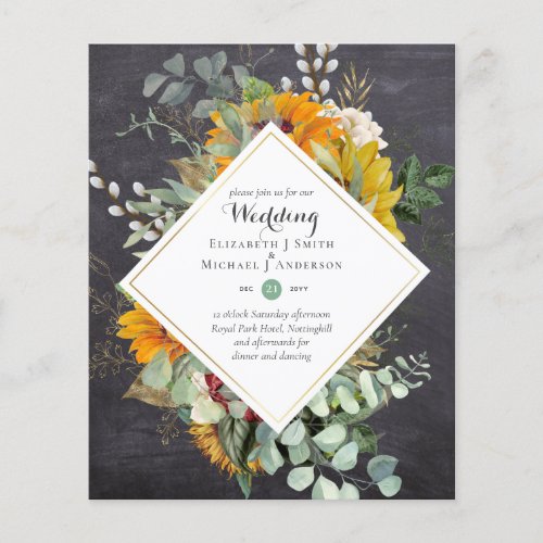 Rustic Sunflowers Eucalyptus Greenery Wedding Inv Flyer