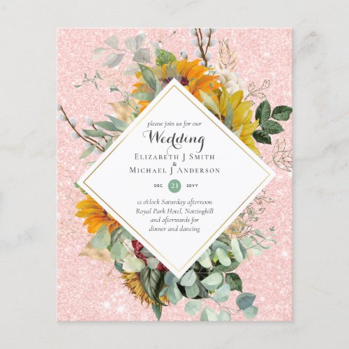 Rustic Sunflowers Eucalyptus Greenery Wedding Inv Flyer