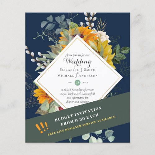 Rustic Sunflowers Eucalyptus Greenery Wedding Inv Flyer